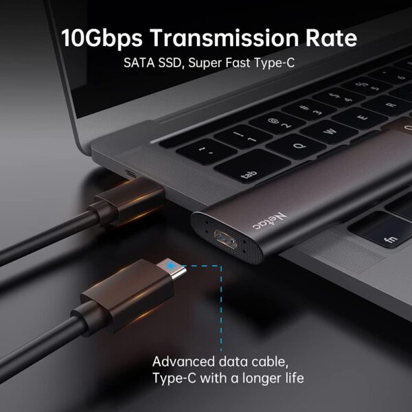 Netac 250GB Portable SSD USB 3.2 Gen 2 (10 Gbps, Type-C) External Solid State Drive Backup Slim Portable Drive for File Storage/Business Travel Essential, Rapid Read & Write Low Noise, Zslim - Image 3