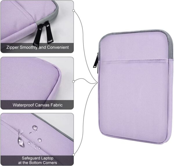 6.8 Inch Tablet Sleeve for Amazon Fire HD 7, Amazon Kindle Paperwhite 6.8"/ Kindle 6 11th 2022, Kobo Clara 2E e-Reader 6" Sleeve Bag, Purple - Image 4