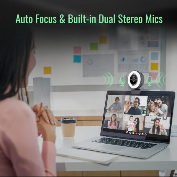 Angetube Streaming Webcam with Microphone: 1080P 60FPS USB Web Cam with Ring Light and Remote Control - HD Web Camera with 5X Digital Zoom Built in Privacy Cover,for PC|Computer|Laptop|Mac|Desktop - Image 6