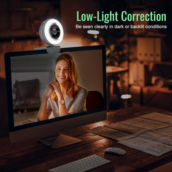 Angetube Streaming Webcam with Microphone: 1080P 60FPS USB Web Cam with Ring Light and Remote Control - HD Web Camera with 5X Digital Zoom Built in Privacy Cover,for PC|Computer|Laptop|Mac|Desktop - Image 7