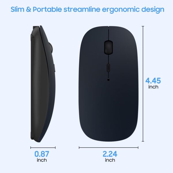 Bluetooth Mouse for Laptop/MacBook/iPad/Android PC,Rechargable Quiet Slim Wireless Mice Compatible with Windows/Linux/Tablet,Black - Image 5