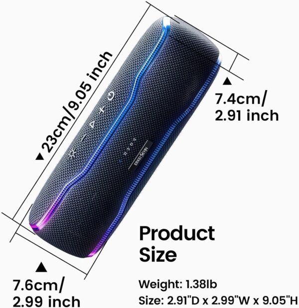 Portable Bluetooth Speaker, IPX7 Waterproof Wireless Speakers with Colorful Flashing Lights, 25W Super Bass 24H Playtime, 100ft Range, TWS Pairing for Outdoor, Home, Party, Beach, Birthday Gift - Image 5