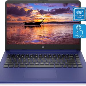 HP 14 Laptop, Intel Celeron N4020, 4 GB RAM, 64 GB Storage, 14-inch HD Touchscreen, Windows 11 Home, Thin & Portable, 4K Graphics, One Year of Microsoft 365 (14-dq0050nr, Indigo Blue)