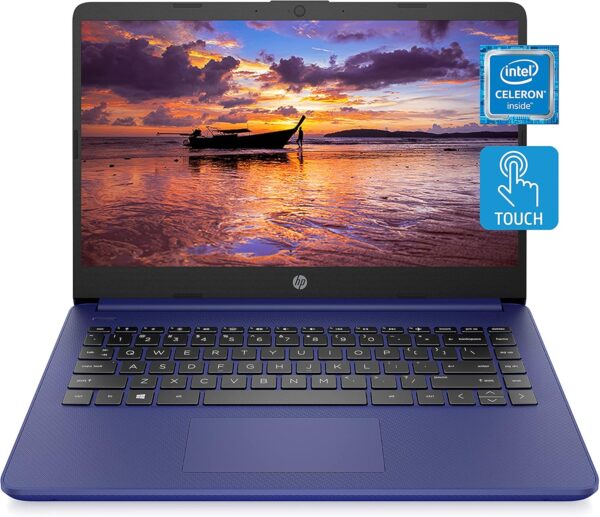 HP 14 Laptop, Intel Celeron N4020, 4 GB RAM, 64 GB Storage, 14-inch HD Touchscreen, Windows 11 Home, Thin & Portable, 4K Graphics, One Year of Microsoft 365 (14-dq0050nr, Indigo Blue)