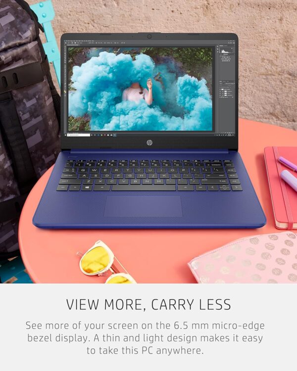 HP 14 Laptop, Intel Celeron N4020, 4 GB RAM, 64 GB Storage, 14-inch HD Touchscreen, Windows 11 Home, Thin & Portable, 4K Graphics, One Year of Microsoft 365 (14-dq0050nr, Indigo Blue) - Image 7