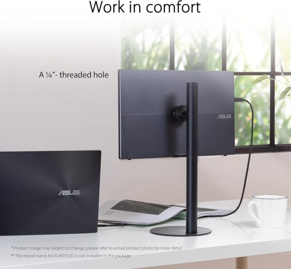 ASUS ZenScreen 16” (15.6 inch viewable) 1080P USB-C Portable Monitor (MB16AHV) - Full HD, IPS, Blue Light Filter, Anti-glare, Mini HDMI, Kickstand, Tripod Mountable, Protective Sleeve, 3 year warranty - Image 6