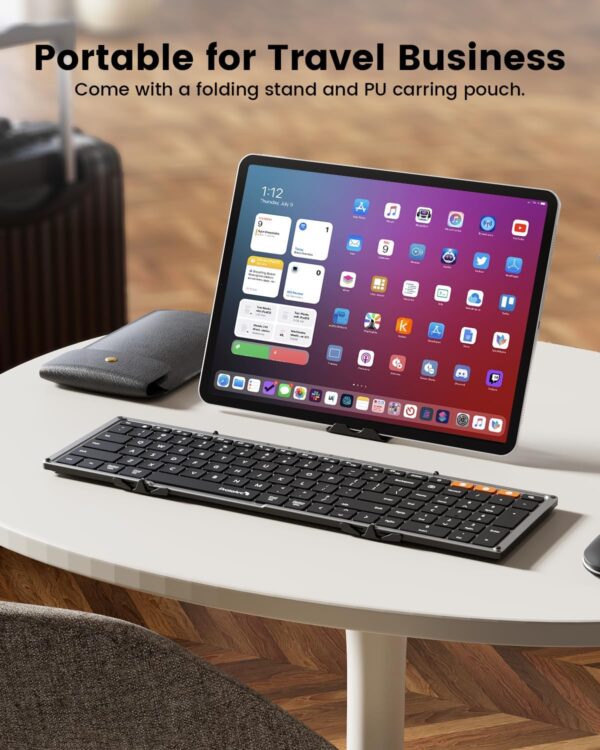 ProtoArc Backlit Foldable Keyboard, XK01 Plus Folding Portable Bluetooth Keyboard for Travel, True Full Size External Wireless Keyboards with Backlight for iPad Tablet Smartphone Laptop PC - Image 4
