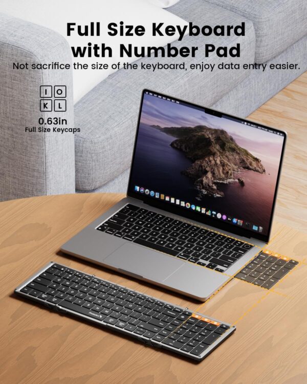 ProtoArc Backlit Foldable Keyboard, XK01 Plus Folding Portable Bluetooth Keyboard for Travel, True Full Size External Wireless Keyboards with Backlight for iPad Tablet Smartphone Laptop PC - Image 7