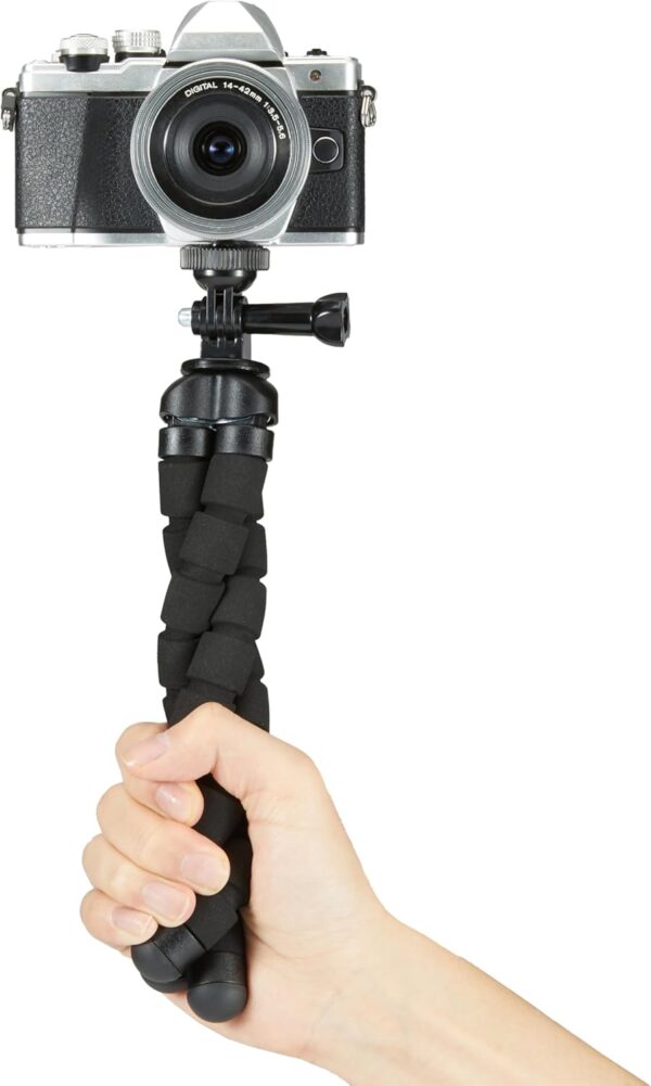 Amazon Basics Portable and Flexible Tripod with Wireless Remote and Smartphone Clamp, 10-inch long, Black - Image 4