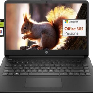 HP 14 Premium HD Portable Laptop Computer Students Business, Quad-Core Intel Celeron Processor, 8GB RAM, 256GB Storage(128GB eMMC+128GB Ghost Manta SD Card), 1 Year Office 365, HDMI, Win 11
