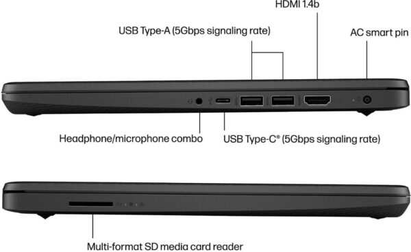 HP 14 Premium HD Portable Laptop Computer Students Business, Quad-Core Intel Celeron Processor, 8GB RAM, 256GB Storage(128GB eMMC+128GB Ghost Manta SD Card), 1 Year Office 365, HDMI, Win 11 - Image 6