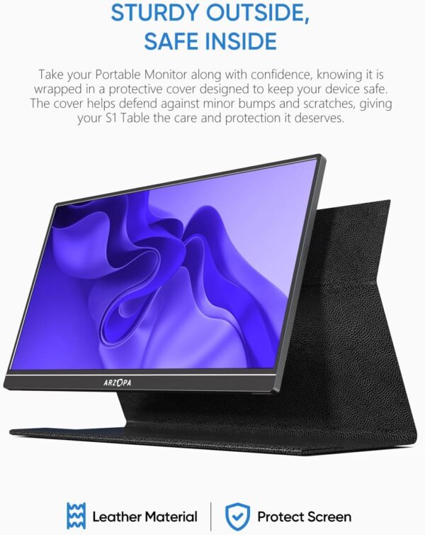 ARZOPA Portable Monitor, 15.6'' 1080P FHD Laptop Monitor USB C HDMI Computer Display HDR Eye Care External Screen w/Smart Cover for Mac Phone Xbox Switch PS5-S1 Table - Image 7