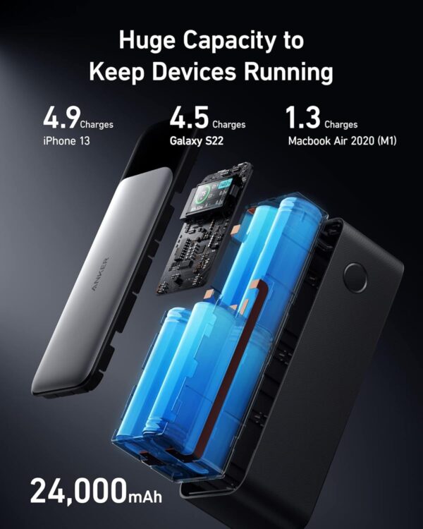 Anker 737 Power Bank, 24,000mAh 3-Port Laptop Portable Charger with 140W Fast Charging, Smart Display, for Outdoor Work, Compatible with iPhone 16/15/14 Series, Vision Pro, Samsung, MacBook, and More - Image 5