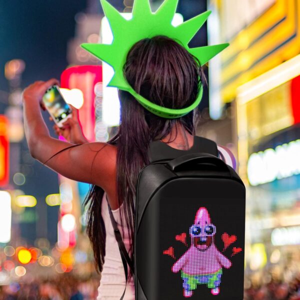 Laptop Backpack with LED Display, DIY Fashion Backpack, Waterproof Shoulder Travel Backpack, Gift for Men Women Fits 15.6 Inch Laptop (Black) - Image 3