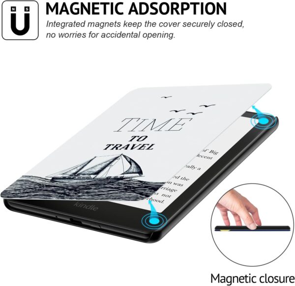Ayotu Case for All-New 6.8" Kindle Paperwhite (11th Generation- 2021 Release) - PU Leather Cover with Auto Wake/Sleep - Fits Amazon Kindle Paperwhite Signature Edition, The Time To Travel - Image 4