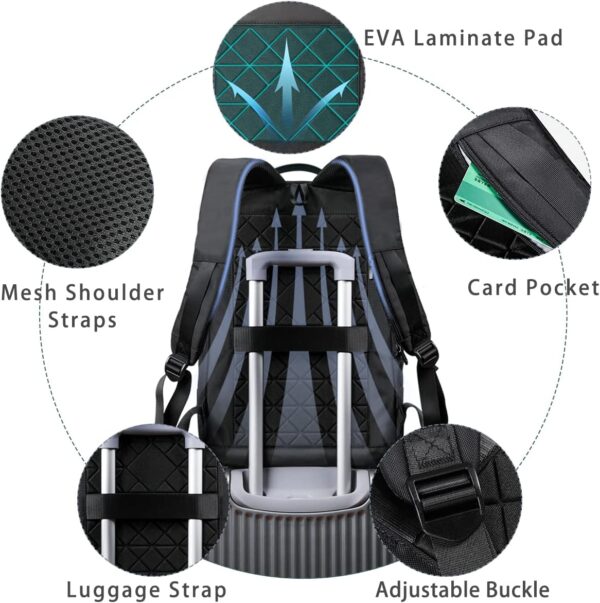 hk Backpack for Men Business Slim Backpack with USB Charger Computer Lightweight Anti-theft Travel Backpacks 15.6 inch Water Resistant Laptop Bag for Work Office College-Black - Image 6