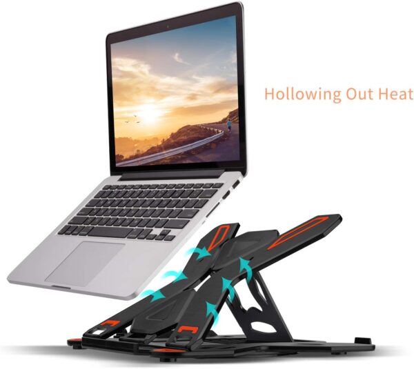 Ergonomic Adjustable Laptop Stand for Desk with Phone Holder & 360° Rotation - Foldable Portable Stand for 10-17" Laptops, MacBook Pro 16", Gaming Laptops, Tablets | Heavy-Duty & Ventilated Design - Image 3