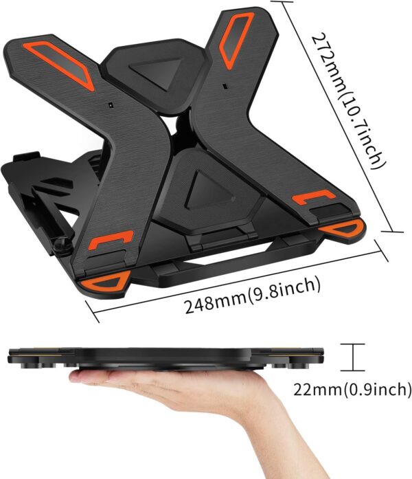 Ergonomic Adjustable Laptop Stand for Desk with Phone Holder & 360° Rotation - Foldable Portable Stand for 10-17" Laptops, MacBook Pro 16", Gaming Laptops, Tablets | Heavy-Duty & Ventilated Design - Image 5