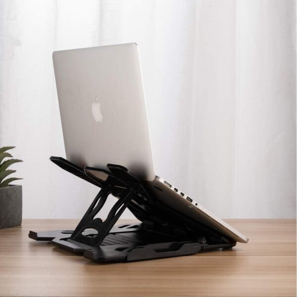 Ergonomic Adjustable Laptop Stand for Desk with Phone Holder & 360° Rotation - Foldable Portable Stand for 10-17" Laptops, MacBook Pro 16", Gaming Laptops, Tablets | Heavy-Duty & Ventilated Design - Image 7
