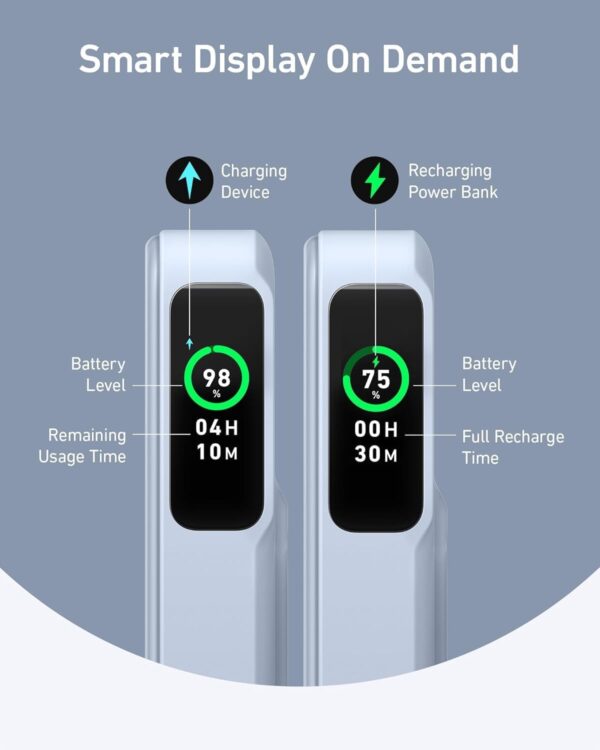 Anker MagGo Power Bank, Qi2 Certified 15W Fast MagSafe Compatible Mobile Charger, 10,000mAh Battery, Smart Display & Foldable Stand, for iPhone 15/14/13/12, Includes USB-C Cable - Image 5