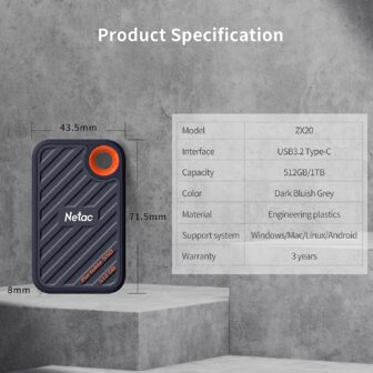 Netac 2TB Extreme Portable NVMe SSD Up to 2000MB/s Read 1700MB/s Write Speed USB 3.2 Gen.2 Business Travel Drive Essential External Solid State Drives Supports Win to Go, ZX20 - Image 3