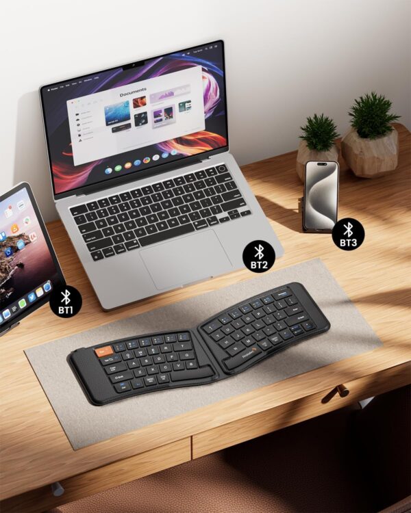 ProtoArc Ergonomic Foldable Keyboard, XK03 Split Folding Travel Bluetooth Keyboard, Ultra Slim, Portable for iPad, iPhone, Tablet, Laptop, PC - Image 5