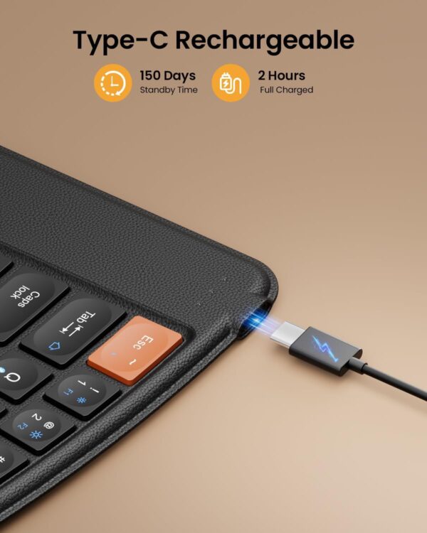 ProtoArc Ergonomic Foldable Keyboard, XK03 Split Folding Travel Bluetooth Keyboard, Ultra Slim, Portable for iPad, iPhone, Tablet, Laptop, PC - Image 8