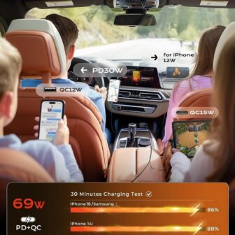 LISEN Retractable Car Charger, 69W USB C Car Accessories Adapter for iPhone 16 USB C Charger Fast Charging, Fathers Day for Gifts, Travel Essentials Gifts for Women Men, for iPhone 16 15 14 13 12 - Image 4
