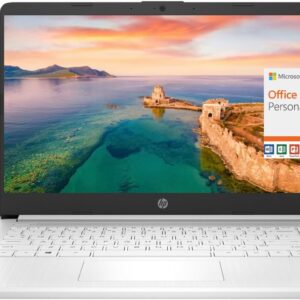 HP New 14" HD Ultral Light Thin Laptop, Quad-Core Intel Celeron Processor, 16GB RAM, 320GB (64GB eMMC+ 256GB SD), Wi-Fi, Upto 11 Hours, Windows 11 S + 1 Year Office 365+HubxcelAccessory, White