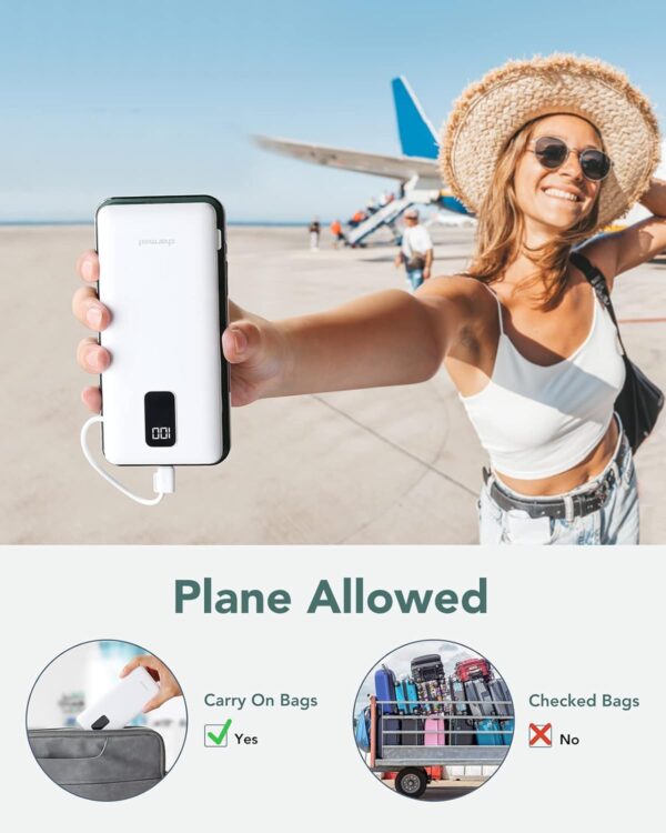 Charmast Portable Charger with Built-in Cables & Wall Plug, 10000mAh Portable Power Bank, External Battery Pack Travel Essentials Compatible with iPhone 16/15/14/13, Samsung, iPad etc - Image 8
