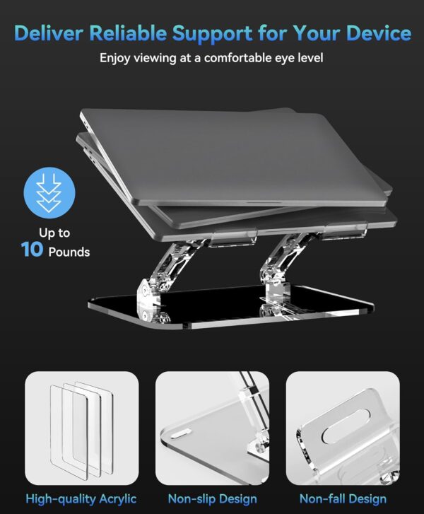 Adjustable Foldable Laptop Stand, Portable Ergonomic Computer Stand for Laptop, Compatible with 10 to 15.6 Inches Notebook Computers - Image 6