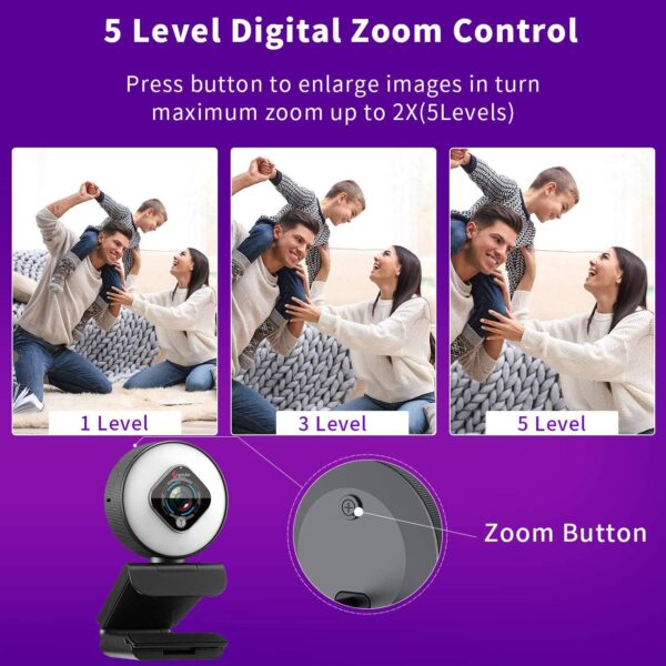 Angetube Streaming Webcam 1080P with Ring Light - HD Web Camera with Digital Zoom Autofocus for Computer PC Laptop Mac 962 USB Web Cam for Gaming Xbox Google Meet - Image 3