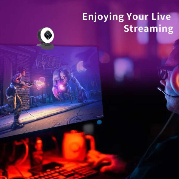 Angetube Streaming Webcam 1080P with Ring Light - HD Web Camera with Digital Zoom Autofocus for Computer PC Laptop Mac 962 USB Web Cam for Gaming Xbox Google Meet - Image 5