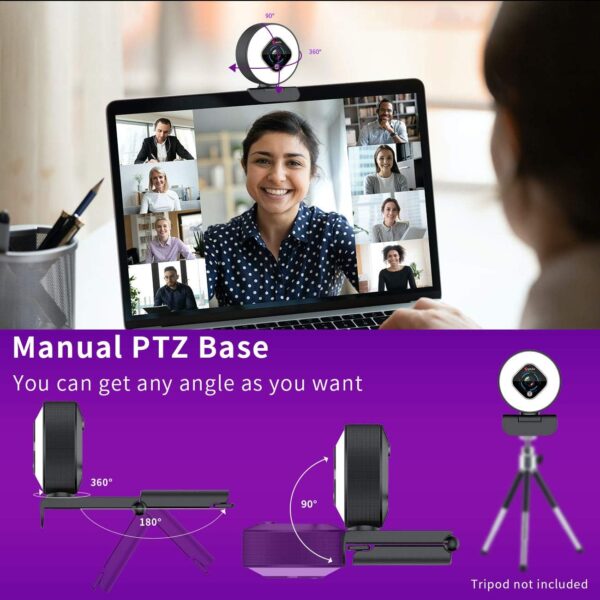 Angetube Streaming Webcam 1080P with Ring Light - HD Web Camera with Digital Zoom Autofocus for Computer PC Laptop Mac 962 USB Web Cam for Gaming Xbox Google Meet - Image 6