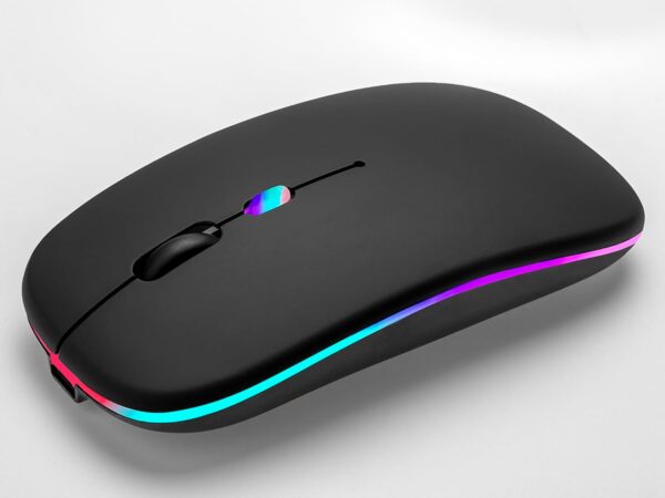 Wireless Bluetooth Mouse Rechargeable Laptop Mice with LED Use Portable(BT5.2 and USB 2.4G) Dual Mode Connection Silent Slim Computer Mouse for Laptop/iPad Tablet/Apple MacBook/PC (Black) - Image 8