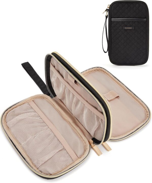 BAGSMART Electronic Cord Cable Organizer Travel Bag Case, Double Layers Tech Electronic Bag, Essentials for Charger, Cable, Phone, Flash drive, Black - Image 8