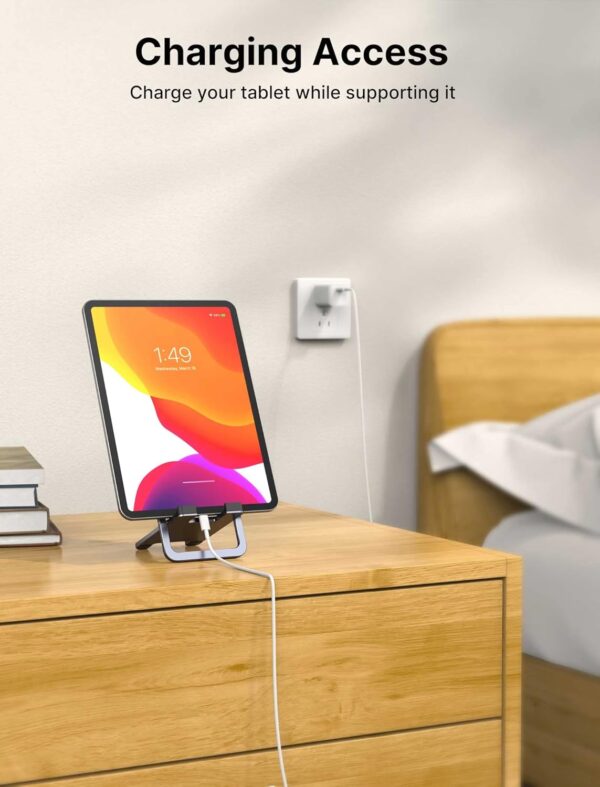JSAUX Universal Tablet Stand, Portable Foldable Tablet Holder for Desk Compatible with iPad mini/Air, Samsung Galaxy Tab, Kindle Fire, Steam Deck, Switch 2, ROG Ally, iPhone and Other Tablets-Gray - Image 4