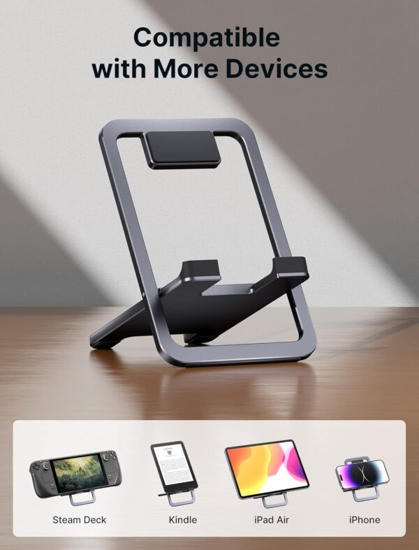 JSAUX Universal Tablet Stand, Portable Foldable Tablet Holder for Desk Compatible with iPad mini/Air, Samsung Galaxy Tab, Kindle Fire, Steam Deck, Switch 2, ROG Ally, iPhone and Other Tablets-Gray - Image 7