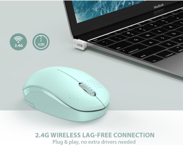seenda Wireless Mouse, 2.4G Noiseless Mouse with USB Receiver - Portable Computer Mice for PC, Tablet, Laptop with Windows System - Mint Green - Image 4
