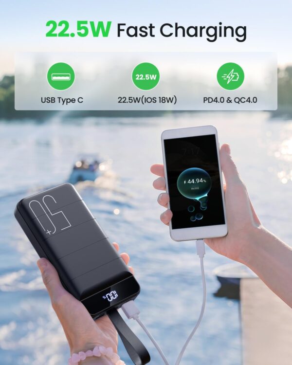 Power Bank Fast Charging 50000mAh - 22.5W Portable Charger USB C Quick Charge with 4 Outputs & 3 Inputs LED Display Huge Capacity External Battery Pack for iPhone, Samsung, iPad etc - Image 3