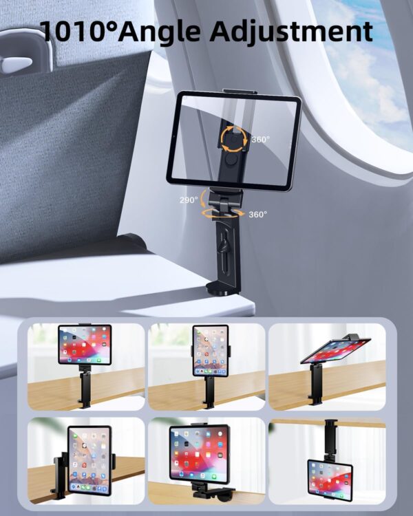 Airplane Tablet Holder Mount, Long Flight Essentials Travel Accessories for iPad, Foldable Tablet Stand for Plane Seat Back, Best Gifts for Travelers women, Fit for iPad, Phone, Switch, kindle - Image 3