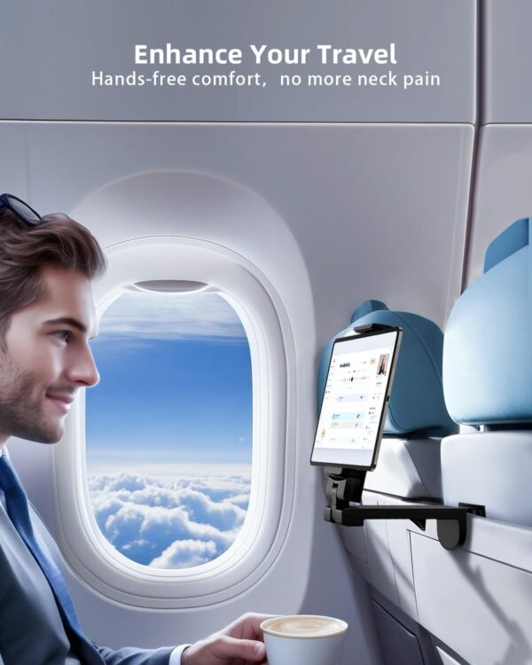 Airplane Tablet Holder Mount, Long Flight Essentials Travel Accessories for iPad, Foldable Tablet Stand for Plane Seat Back, Best Gifts for Travelers women, Fit for iPad, Phone, Switch, kindle - Image 4