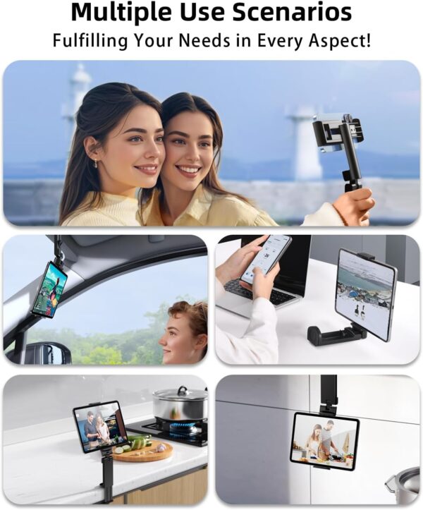 Airplane Tablet Holder Mount, Long Flight Essentials Travel Accessories for iPad, Foldable Tablet Stand for Plane Seat Back, Best Gifts for Travelers women, Fit for iPad, Phone, Switch, kindle - Image 8