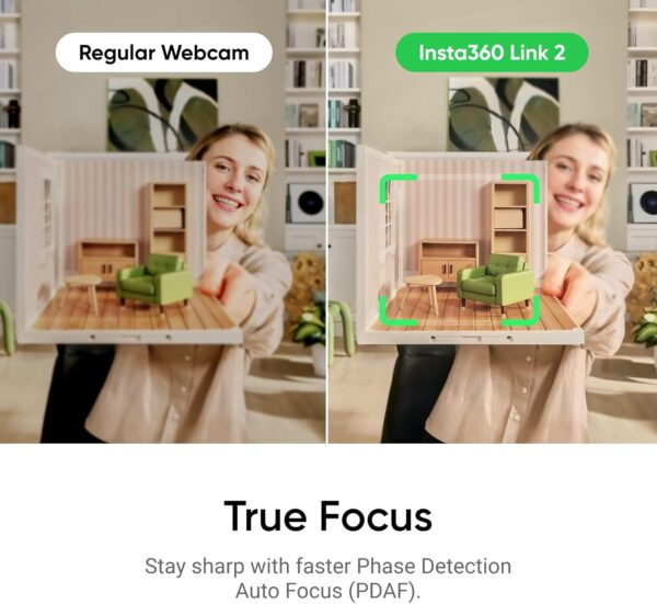 Insta360 Link 2 - PTZ 4K Webcam for PC/Mac, 1/2" Sensor, AI Tracking, HDR, AI Noise-Canceling Mic, Gesture Control for Streaming, Video Calls, Gaming, Works with Zoom, Teams, Twitch & More - Image 6