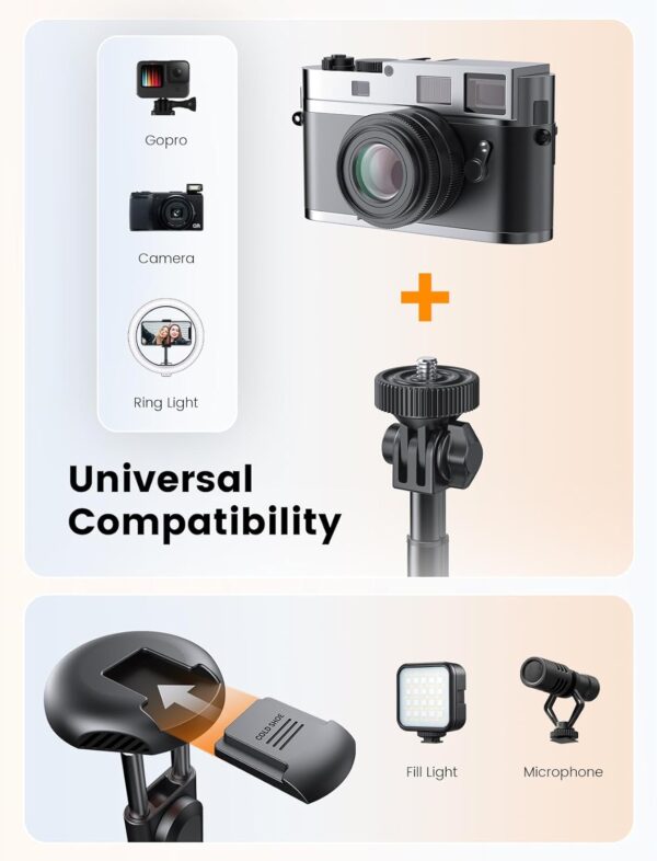 71" Phone Tripod, NT79 Extendable Selfie Stick for Cell Phone＆Camera, Tripod Stand with Remote for Video Recording, Phone Holder Tripod Compatible with iPhone Android, Camera - Image 4