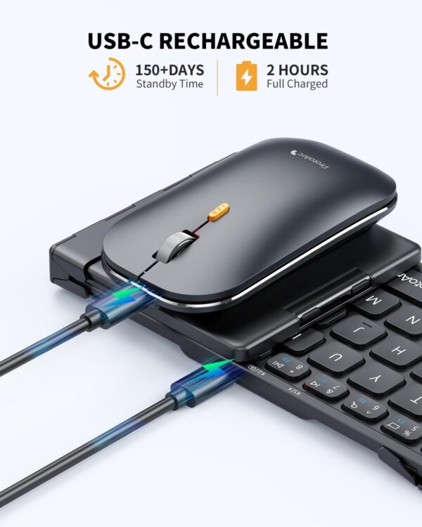 ProtoArc Foldable Keyboard and Mouse, Small Folding Bluetooth Keyboard Mouse Combo for Travel, Pocket-Size Portable Keyboard for iPad, iPhone, Smartphone, Tablet Laptop - Image 4