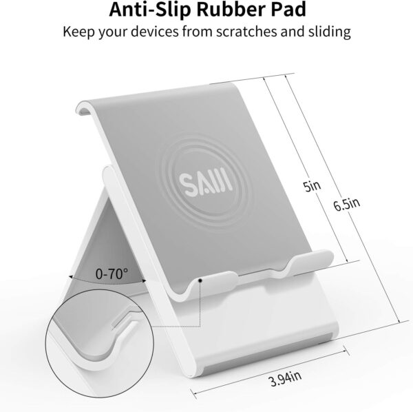 SAIJI Adjustable Tablet Stand Holder Portable Foldable Desktop Stand Dock Compatible for iPad, iPhone, Nintendo Switch, Samsung Galaxy and Kindle Fire Tablets – Gray - Image 3