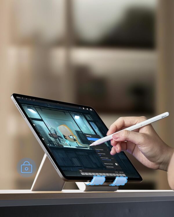 SAIJI Adjustable Tablet Stand Holder Portable Foldable Desktop Stand Dock Compatible for iPad, iPhone, Nintendo Switch, Samsung Galaxy and Kindle Fire Tablets – Gray - Image 9