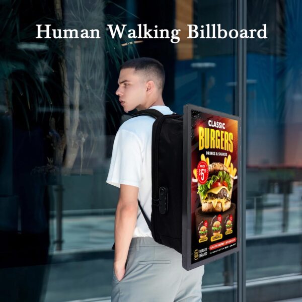 21.5 In Touch Advertising Digital Backpack with 2K LCD Backpack Screen Support Usb/App Remote Input Android 11 4G+32G - Image 6