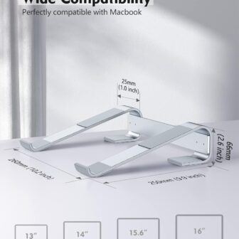 SOQOOL Laptop Stand for Desk, Computer Stand Riser for Desk,Ventilated Ergonomic Aluminum Notebook Stand Compatible with MacBook Air Pro Dell XPS HP 11 14 15.6 17.3 Inch Silver Work from Home - Image 4
